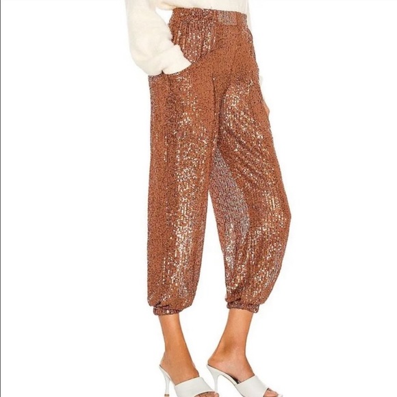Free People Morelia Sequin Bronze Joggers - Picture 2 of 8